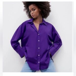 Purple women’s button down shirt